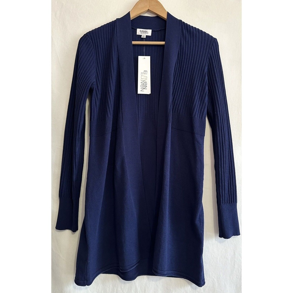 Eleven Eleven Open Cardigan Women's Size Small Celestial Navy Blue Top